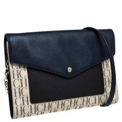 Pre Owned Carolina Herrera Multicolor Monogram Coated Canvas and Leather Envelope Flap Shoulder Bag