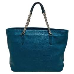 Pre Owned Carolina Herrera Dark Green Leather Tassel Zip Tote