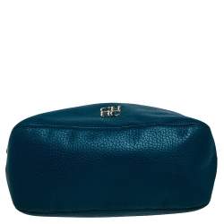 Pre Owned Carolina Herrera Dark Green Leather Tassel Zip Tote