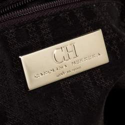 Pre Owned Carolina Herrera Dark Green Leather Tassel Zip Tote