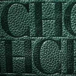 Pre Owned Carolina Herrera Green Leather Flap Tote