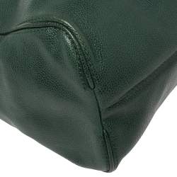 Pre Owned Carolina Herrera Green Leather Flap Tote