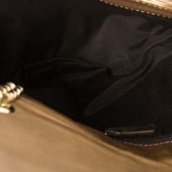 Pre Owned Carolina Herrera Gold Monogram Leather Audrey Shoulder Bag