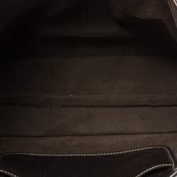 Pre Owned Carolina Herrera Dark Brown Monogram Embossed Leather Shopper Tote