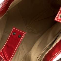 Pre Owned Carolina Herrera Red Quilted Monogram Coated Canvas Chain Tote