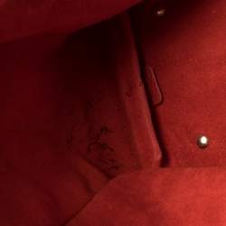 Pre Owned Carolina Herrera Red Monogram Embossed Leather Tassel Hobo