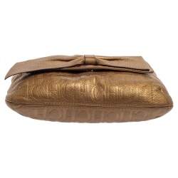 Pre Owned Carolina Herrera Gold Monogram Leather Audrey Shoulder Bag