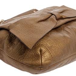 Pre Owned Carolina Herrera Gold Monogram Leather Audrey Shoulder Bag