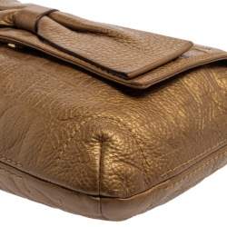 Pre Owned Carolina Herrera Gold Monogram Leather Audrey Shoulder Bag