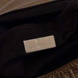 Pre Owned Carolina Herrera Gold Monogram Leather Audrey Shoulder Bag
