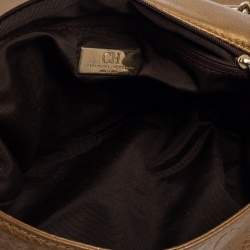 Pre Owned Carolina Herrera Gold Monogram Leather Audrey Shoulder Bag