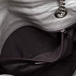 Pre Owned Carolina Herrera Silver Monogram Leather Audrey Shoulder Bag