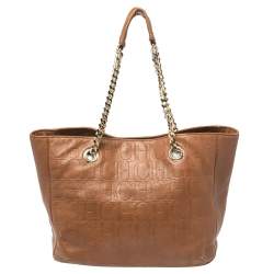 Pre Owned Carolina Herrera Brown Monogram Leather Audrey Tote 