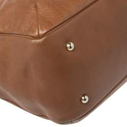 Pre Owned Carolina Herrera Brown Monogram Leather Audrey Tote 