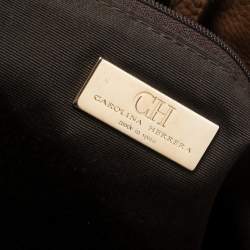 Pre Owned Carolina Herrera Brown Monogram Leather Audrey Tote 