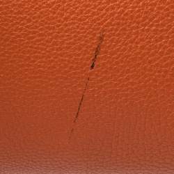 Pre Owned Carolina Herrera Burnt Orange Grained Leather Flap Tote