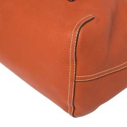 Pre Owned Carolina Herrera Burnt Orange Grained Leather Flap Tote