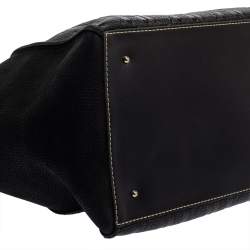 Pre Owned Carolina Herrera Black Monogram Embossed Leather Vendome Tote