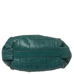 Pre Owned Carolina Herrera Green Monogram Leather Chain Hobo
