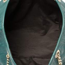 Pre Owned Carolina Herrera Green Monogram Leather Chain Hobo