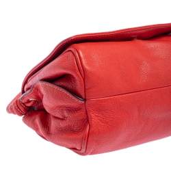 Pre Owned Carolina Herrera Red Leather Flap Shoulder Bag