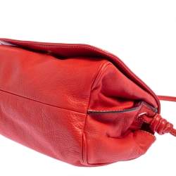 Pre Owned Carolina Herrera Red Leather Flap Shoulder Bag
