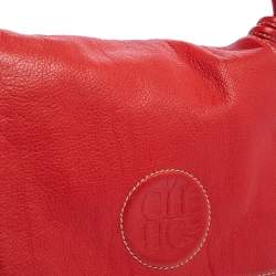 Pre Owned Carolina Herrera Red Leather Flap Shoulder Bag