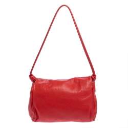 Pre Owned Carolina Herrera Red Leather Flap Shoulder Bag