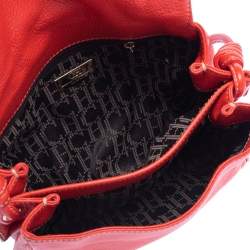 Pre Owned Carolina Herrera Red Leather Flap Shoulder Bag