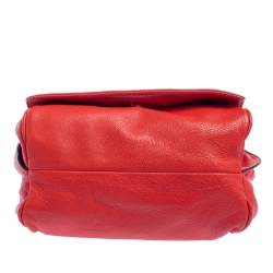 Pre Owned Carolina Herrera Red Leather Flap Shoulder Bag