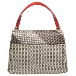 Carolina Herrera Multicolor Monogram Satin and Leather Top Handle Bag