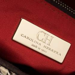 Carolina Herrera Multicolor Monogram Satin and Leather Top Handle Bag