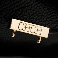 Carolina Herrera Black Leather Minueto Top Handle Bag