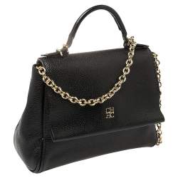 Carolina Herrera Black Leather Minueto Top Handle Bag