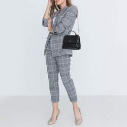 Carolina Herrera Black Leather Minueto Top Handle Bag