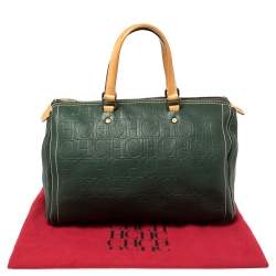Pre Owned Carolina Herrera Green Monogram Leather large Andy Boston Bag