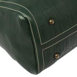 Pre Owned Carolina Herrera Green Monogram Leather large Andy Boston Bag