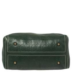 Pre Owned Carolina Herrera Green Monogram Leather large Andy Boston Bag