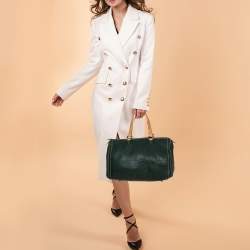 Pre Owned Carolina Herrera Green Monogram Leather large Andy Boston Bag