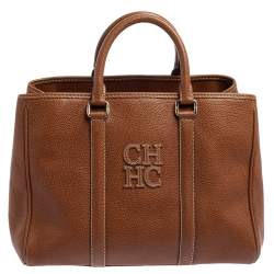 Pre Owned Carolina Herrera Brown Leather Matteo Tote