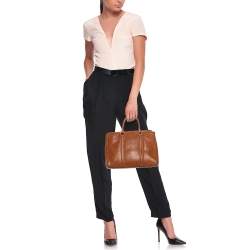 Pre Owned Carolina Herrera Brown Leather Matteo Tote