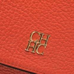 Carolina Herrera Orange Leather Zip Hobo