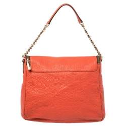 Carolina Herrera Orange Leather Zip Hobo