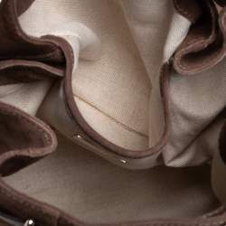 Pre Owned Carolina Herrera Brown Embossed Suede and Leather Bow Bucket Bag