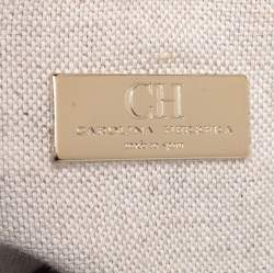 Pre Owned Carolina Herrera Brown Embossed Suede and Leather Bow Bucket Bag
