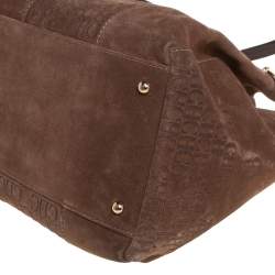 Pre Owned Carolina Herrera Brown Embossed Suede and Leather Bow Bucket Bag