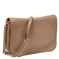 Pre Owned Carolina Herrera Beige Leather New Baltazar Flap Shoulder Bag