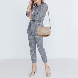 Pre Owned Carolina Herrera Beige Leather New Baltazar Flap Shoulder Bag