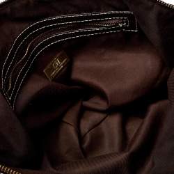 Pre Owned Carolina Herrera Beige/Brown Signature Studded Canvas and Leather Satchel