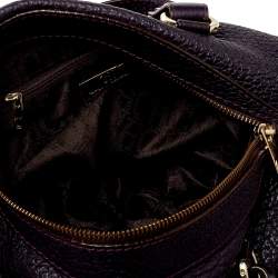 Pre Owned Carolina Herrera Dark Purple Grained Leather Boston Bag